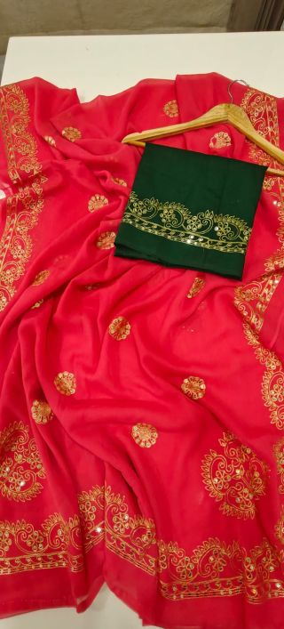Rani pink color darbari saree