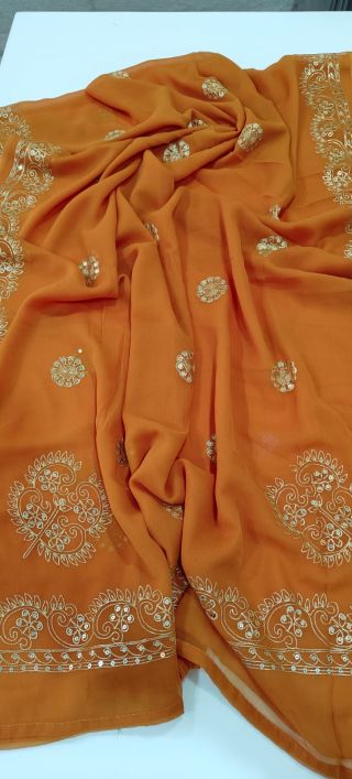 summer vintage works georgette brown color saree