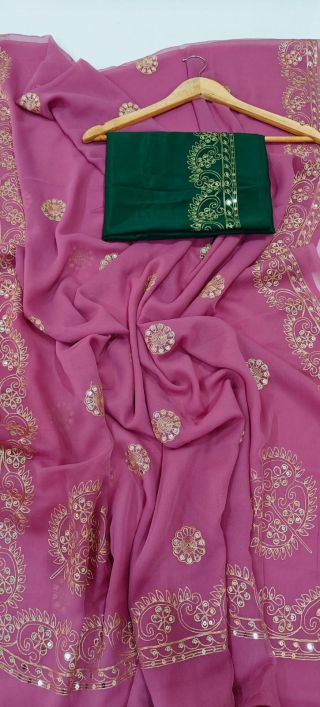 Pink color darbari saree