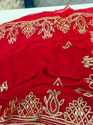 Pure red Diamond Chiffon saree