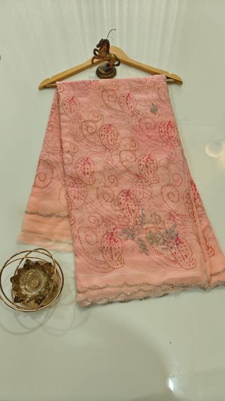 Baby pink color georgette saree